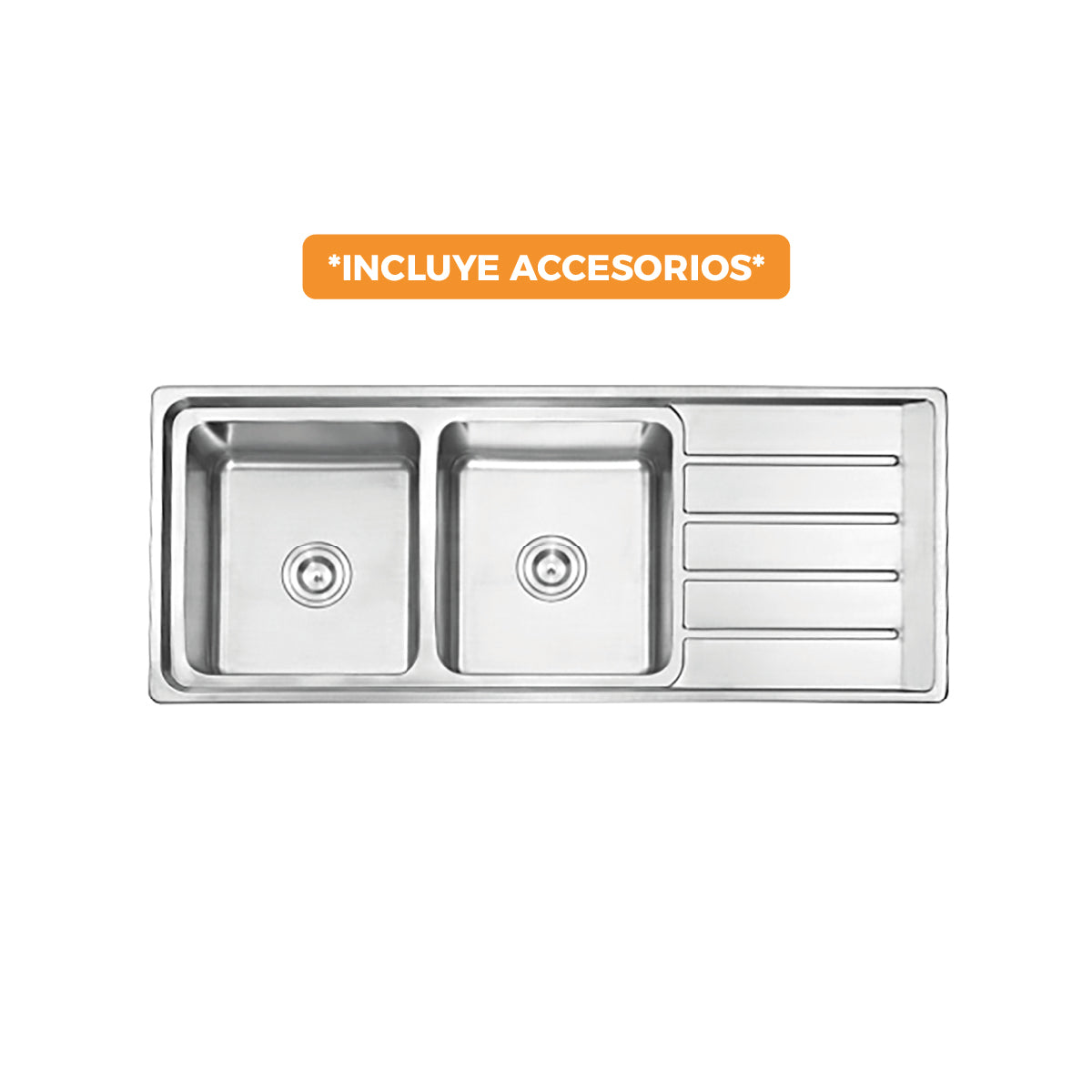 Lavadero Stainless Doble Poza Ft - 120X50C - Fratelli - (Nuevo)